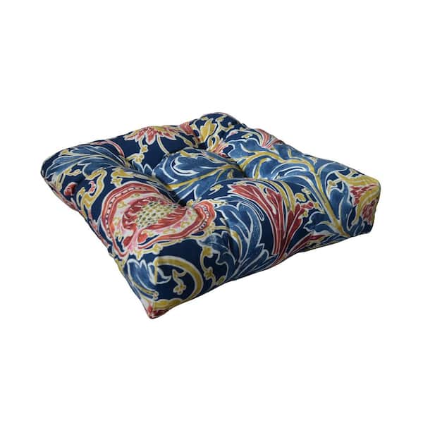 Unbranded Indoor/Outdoor Patio Square Tufted Seat Pads in Meridian Blue (Set of 2)