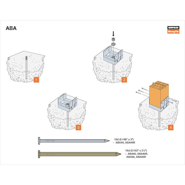 Simpson Strong-Tie - ABA ZMAX Galvanized Adjustable Standoff Post Base for 4x4 Nominal Lumber