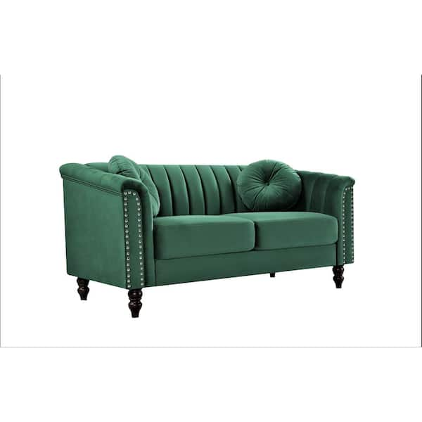 Green deals chesterfield loveseat