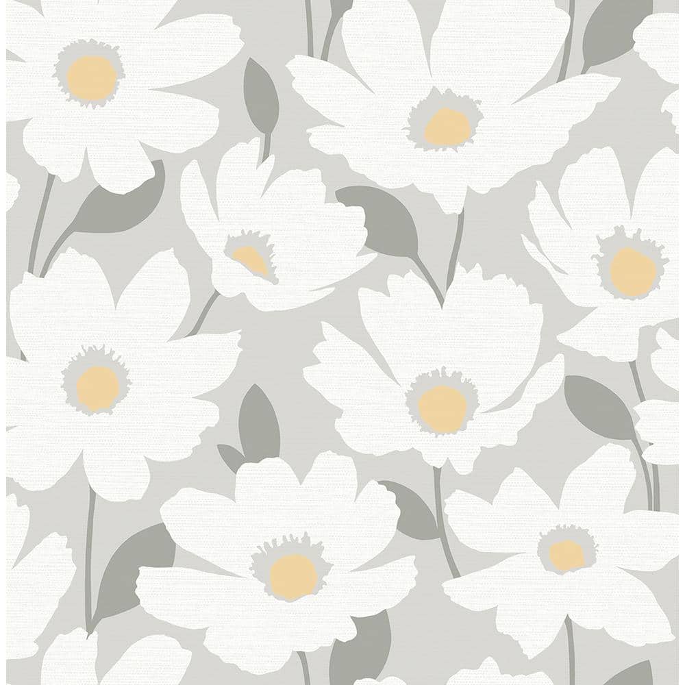 Brewster Astera Grey Floral Grey Paper Strippable Roll (Covers