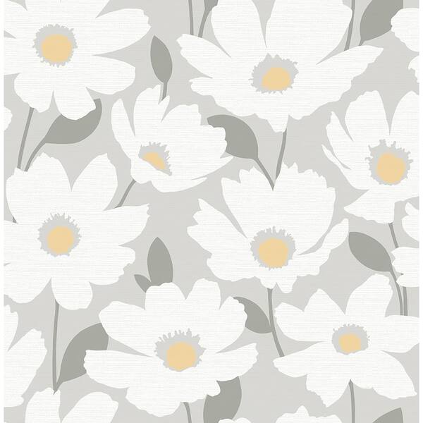 Brewster Astera Grey Floral Grey Paper Strippable Roll (Covers 56.4 sq. ft.)