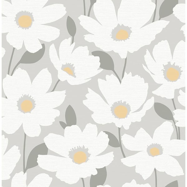 Brewster Astera Grey Floral Grey Wallpaper Sample