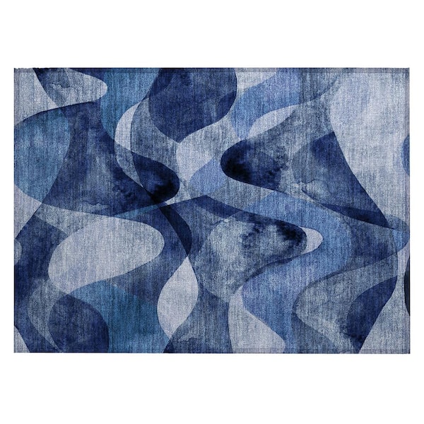 Chantille ACN536 Navy 1 ft. 8 in. x 2 ft. 6 in. Machine Washable Indoor/Outdoor Geometric Area Rug