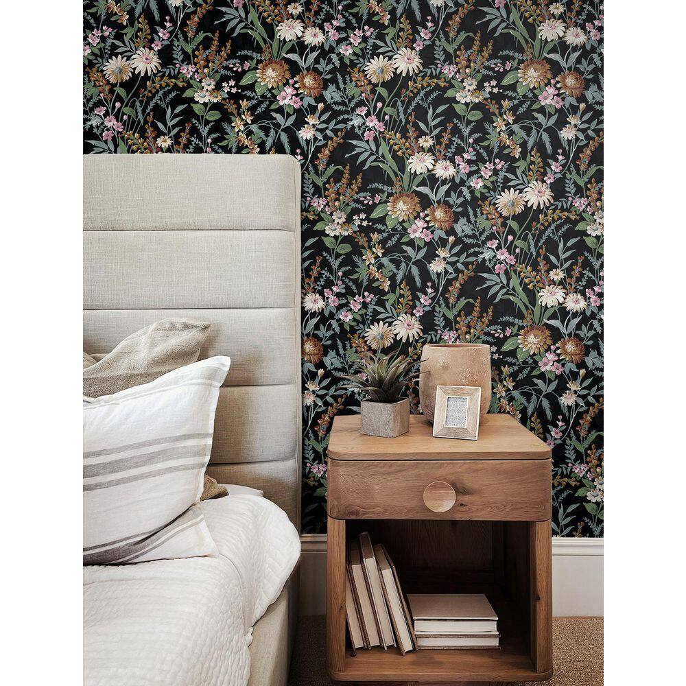 Onyx Vintage Floral Peel and Stick Wallpaper Roll