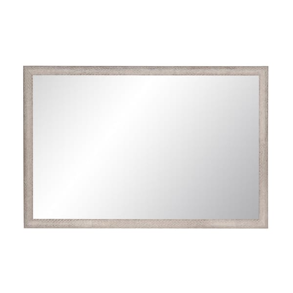 BrandtWorks 29 in. W x 47 in. H Rectangle Framed Gray and White Mirror