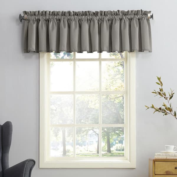 No. 918 Gregory Gray Polyester 54 in. W x 18 in. L Rod Pocket Room Darkening Curtain Valance (Single Panel)