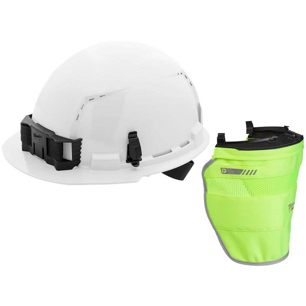 Milwaukee BOLT White Type 1 Class C Front Brim Vented Hard Hat w/4 Point Ratcheting Suspension w/High Visibility Mesh Sunshade