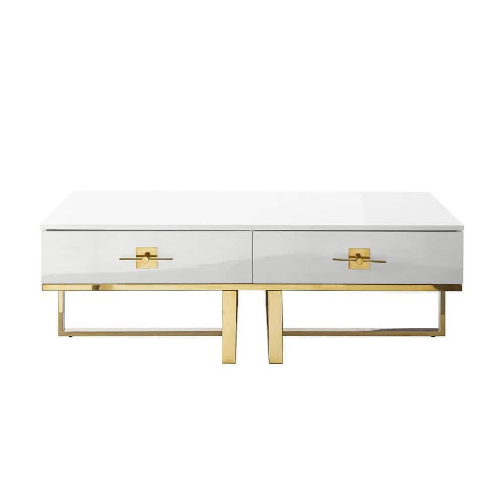 47.20 in. White Rectangle MDF Coffee Table