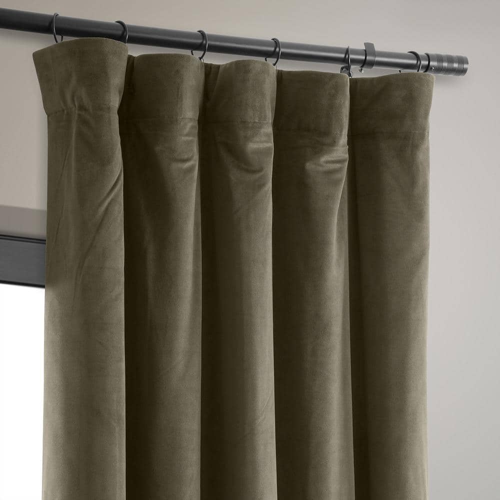 Denver Taupe 96" Blackout Velvet Curtain Panel