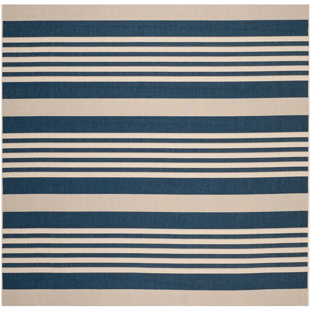 Courtyard Navy Blue 79'' Easy-Care Synthetic Square Area Rug