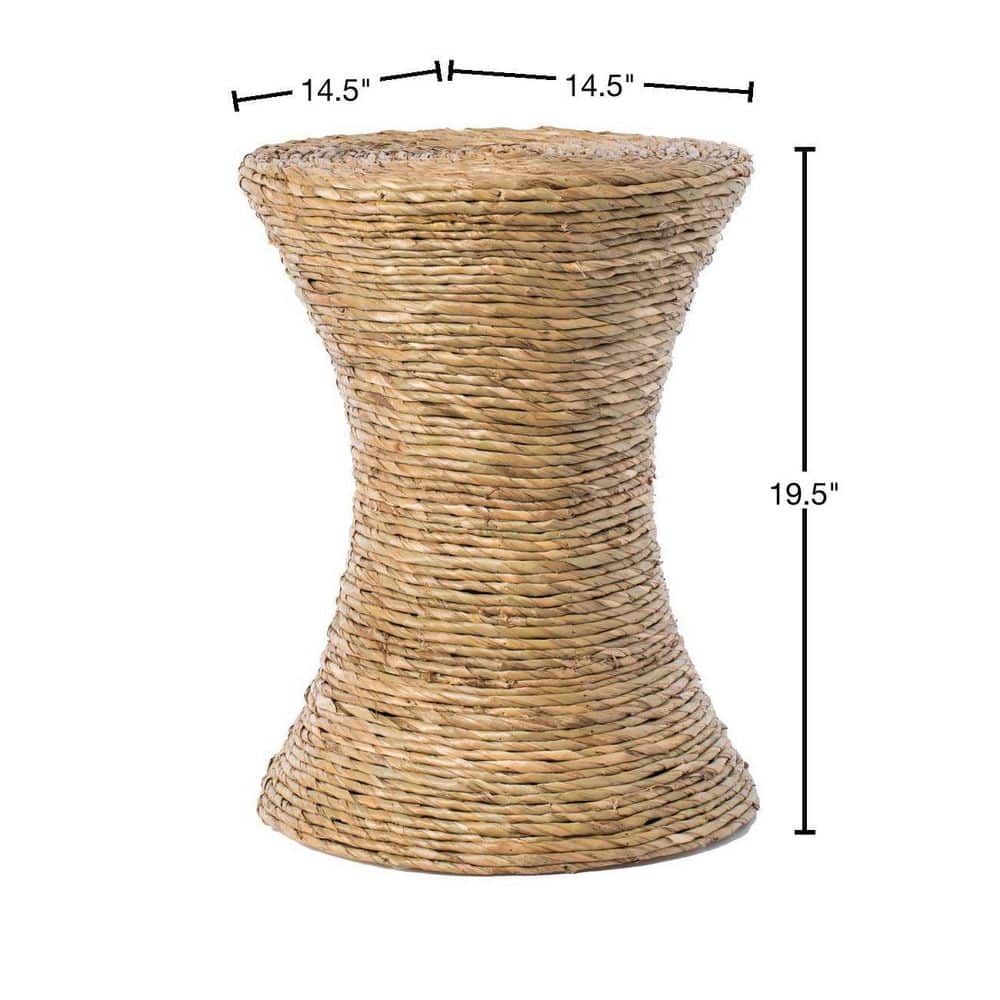 Rustic Hourglass Wicker 15" Round Side Table