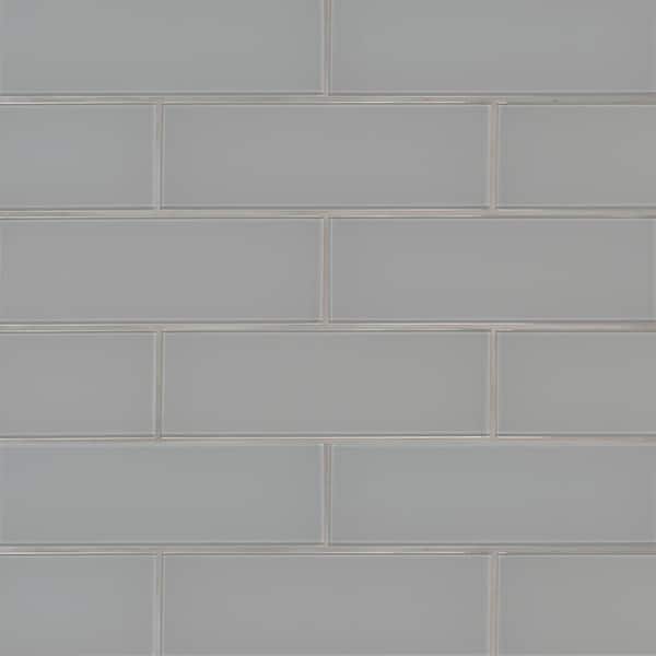 MSI Oyster Gray 4 in. x 12 in. Glossy Glass Subway Tile (0.3 sq. ft. / each)