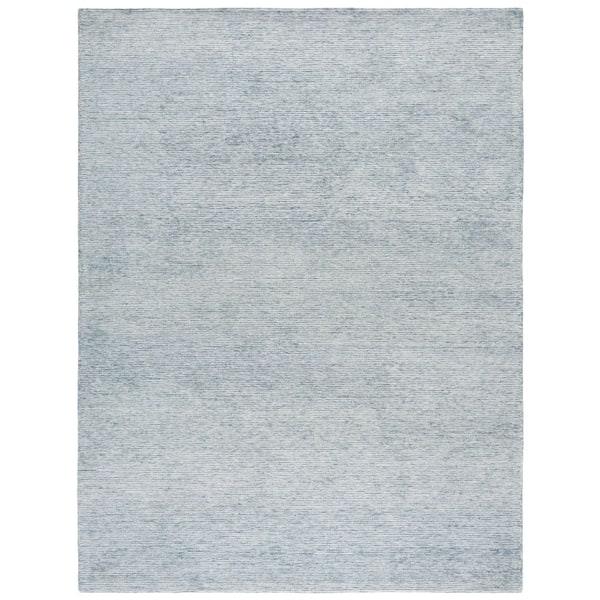Ebony 6 ft. x 9 ft. Blue/Ivory Minimalist Solid Color Area Rug
