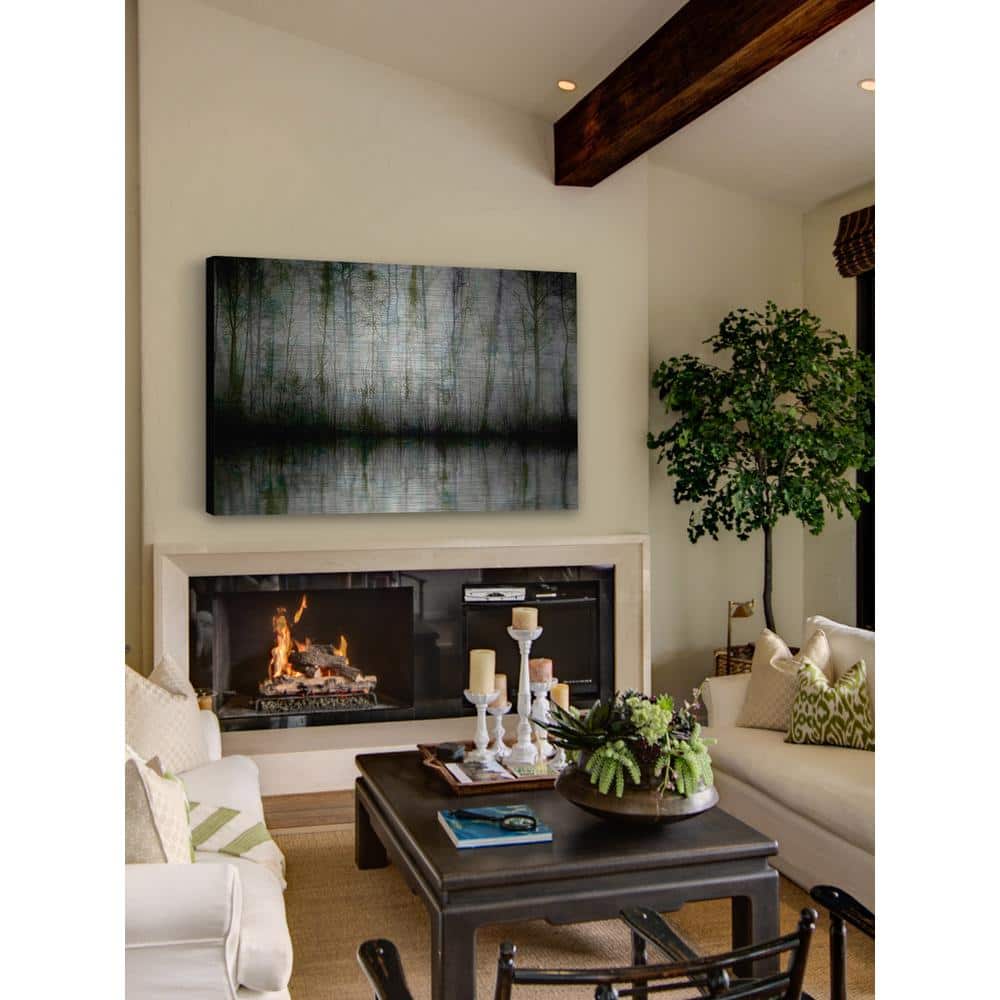 12 in. H x 18 in. W "Wispy Trees Reflect" by Parvez Taj Printed Brushed