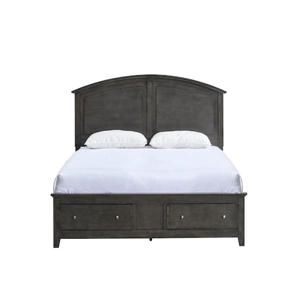 Hammond Gray Wood Frame Full Panel Bed and 2 Drawers