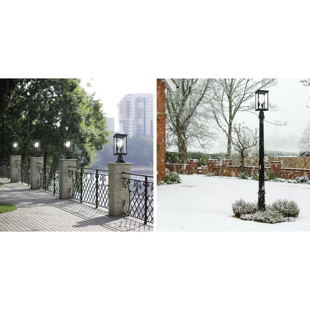 Mayfield Black Aluminum Outdoor Post Light with Clear Glass Panels