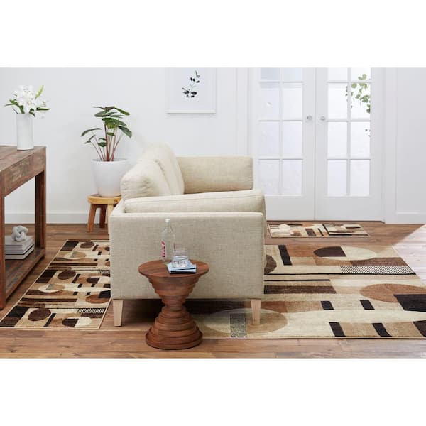 Tribeca Jasmine Brown/Beige 5 ft. x 7 ft. Geometric 3-Piece Area Rug Set