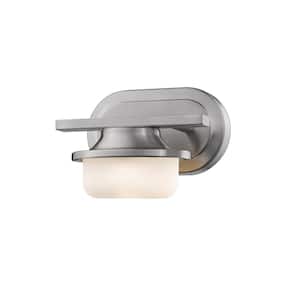 Optum 8-Watt 1-Light Brushed Nickel Integrated LED Wall Sconce Light with Matte Opal Glass Shade
