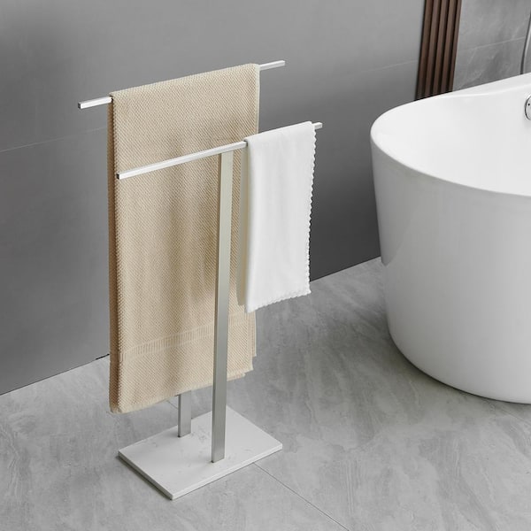 Modern Flat-End Brushed Nickel Bath Towel Bars