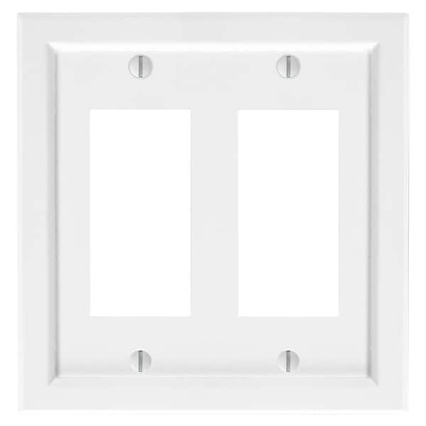 AMERELLE Woodmore 2-Gang White Decorator/Rocker BMC Wood Wall Plate
