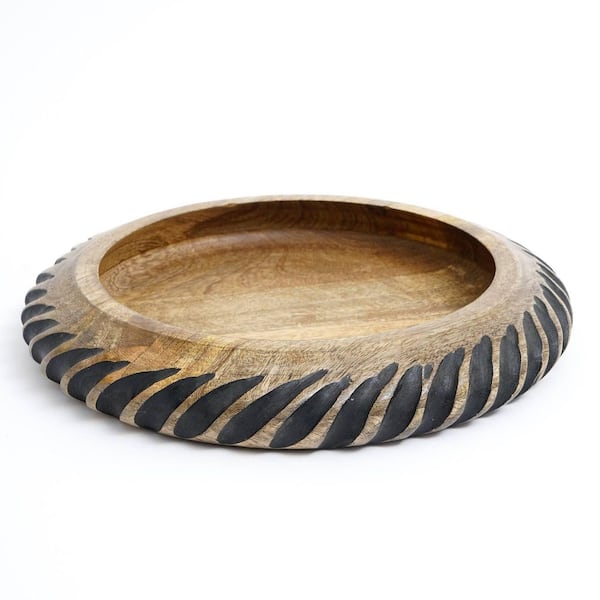 Brown Round Wood 12 in. Decorative Bowls