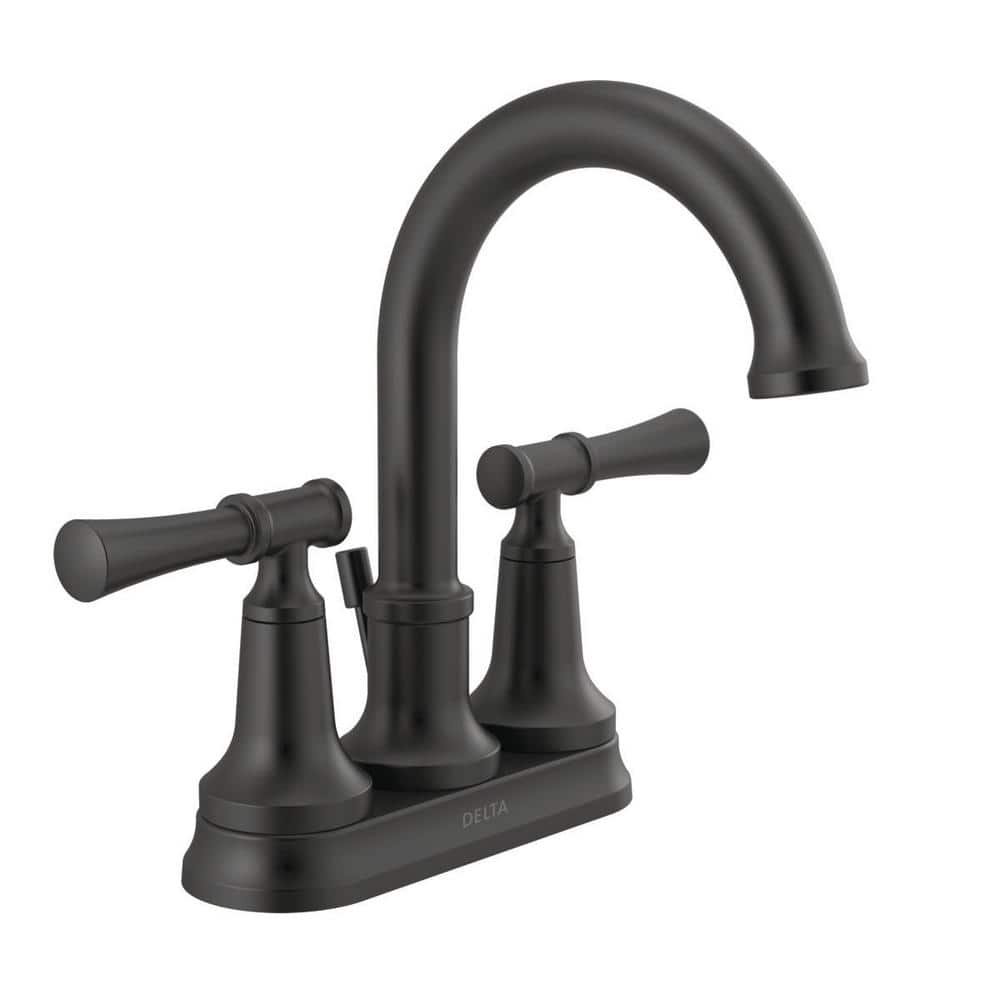 Chamberlain 4 in Centerset 2-Handle Bathroom Faucet in Matte Black by Delta