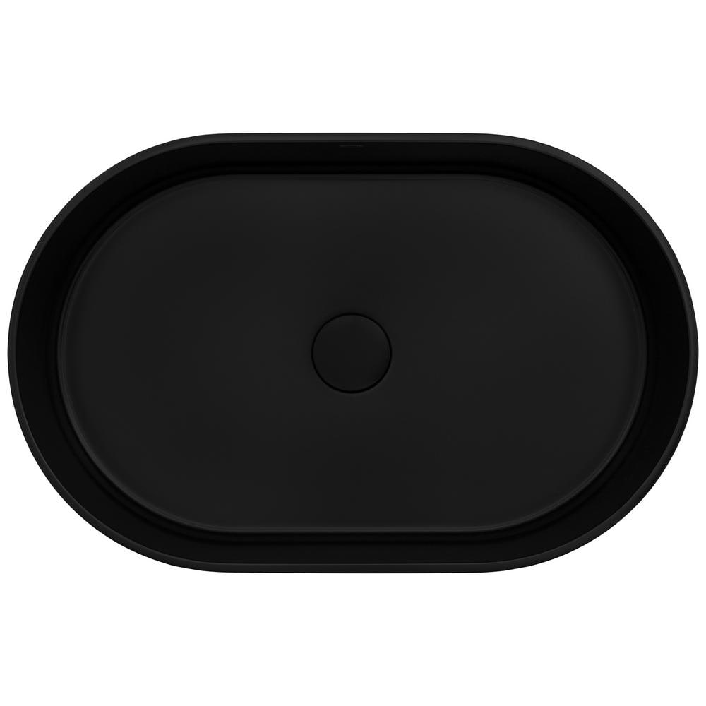 Matte Black Oval Stone Above-Counter Vessel Sink