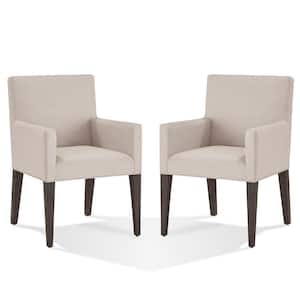 Gray Fabric Wooden Frame Dining Armchair (Set of 2)