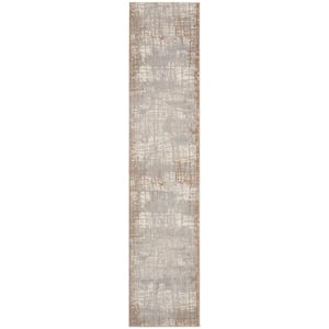 Rush Ivory/Taupe 2 ft. x 10 ft. Abstract Contemporary Runner Area Rug