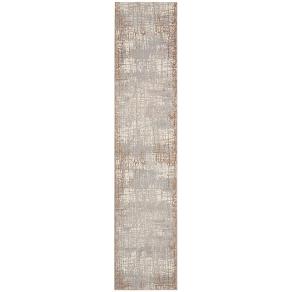CALVIN KLEIN Rush Ivory/Taupe 2 ft. x 10 ft. Abstract Contemporary Runner Area Rug