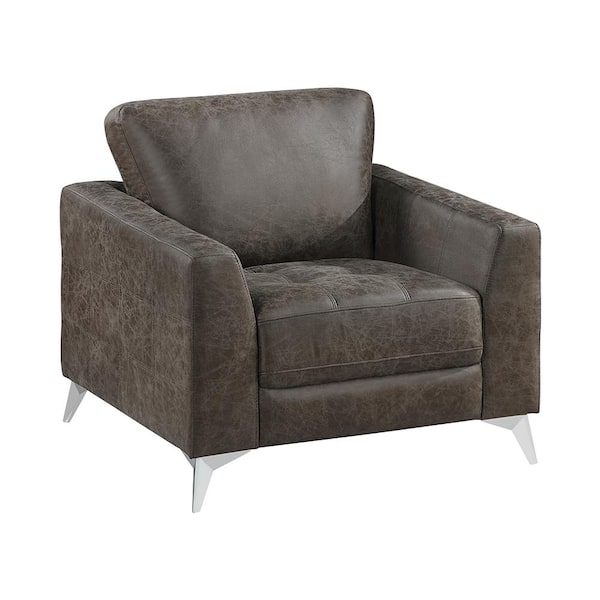 Lazzara Bristow Brownish Gray Microfiber Arm Chair