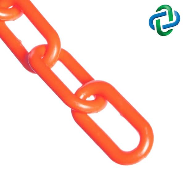 1.5 in. (#6,38 mm) x 25 ft. Traffic Orange Plastic Barrier Chain