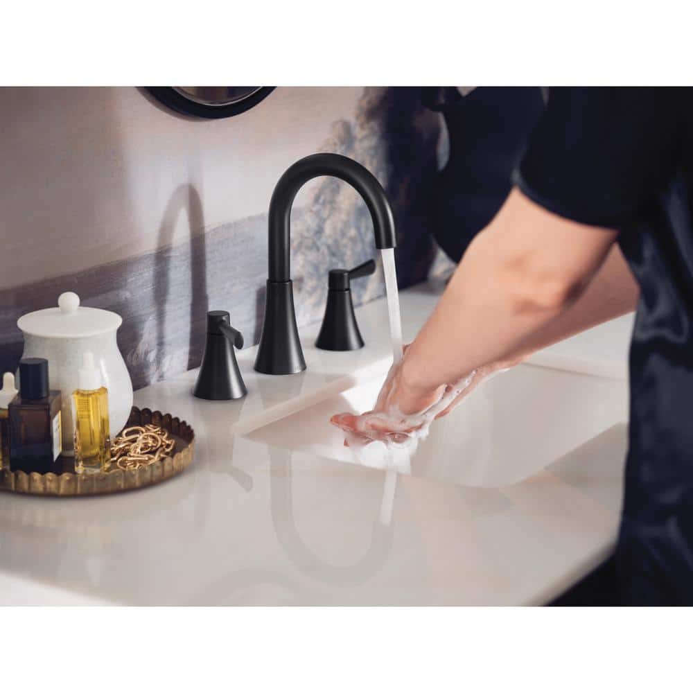 Matte Black Brass Two-Handle Widespread Bathroom Faucet