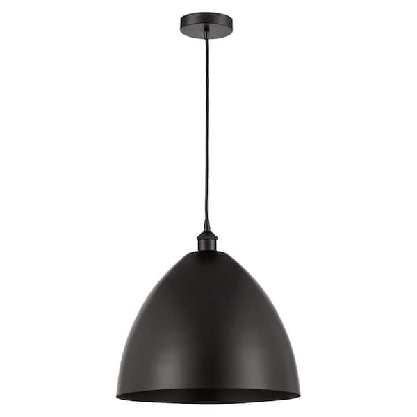 Edison Dome 100-Watt 1-Light Matte Black Standard Mini Pendant Light with Metal Shade