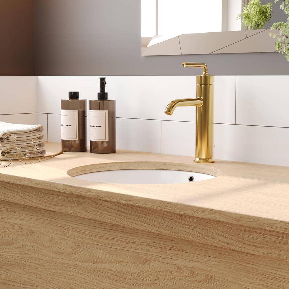 16" White Ceramic Round Undermount Bathroom Sink with Overflow