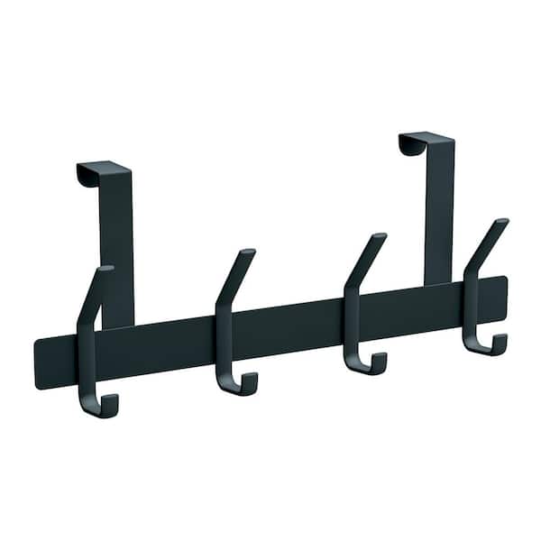 6.7 in. H Steel Over the Door Hook Rack 10 lbs. Load Capacity, Matte Black