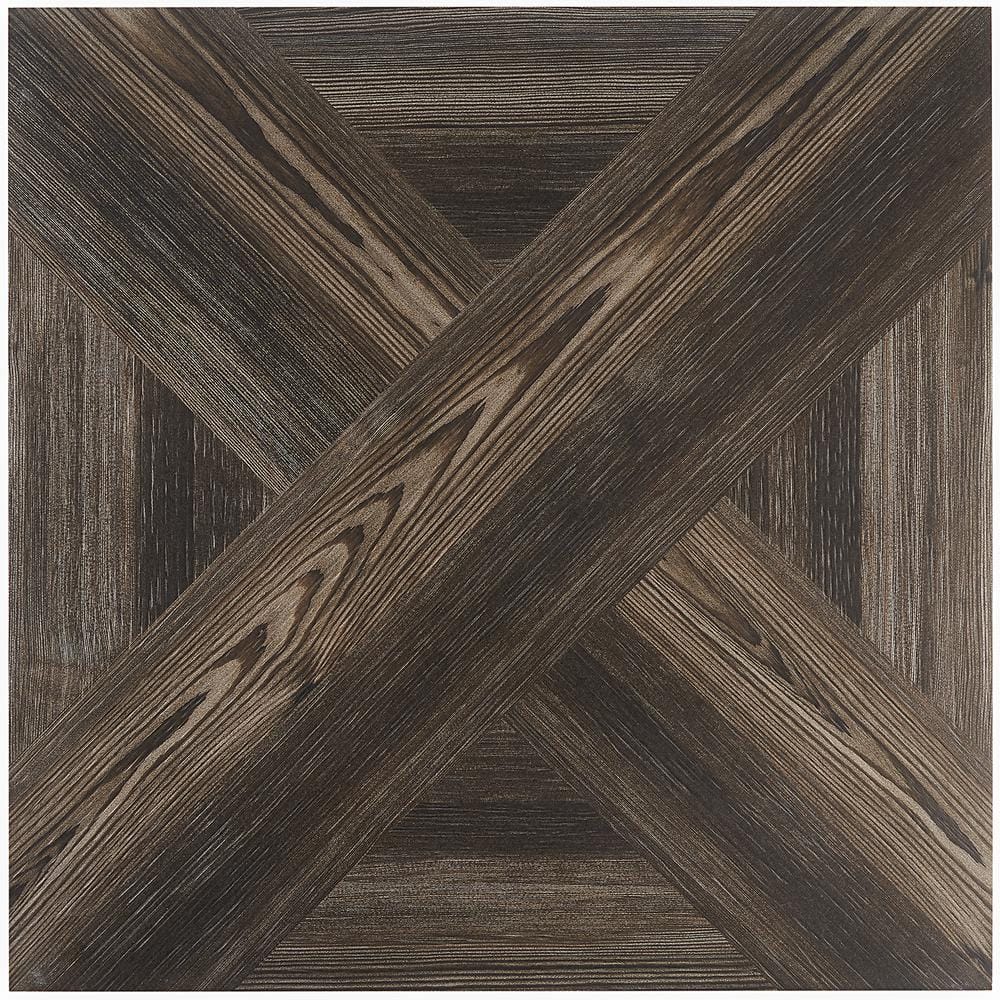 Teakwood 24" x 24" Matte Brown Porcelain Floor and Wall Tile