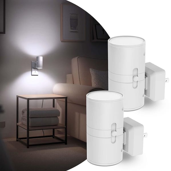 4-Pack Dimmable Plug-in Night Lights, 5000K with Dusk-to-Dawn Sensor, Adjustable Brightness for Hallway Bedroom