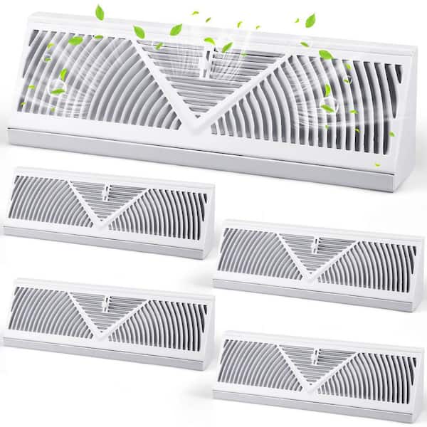 18 in. W x 4 in. H White Baseboard Register Vent Toe Kick, Adjustable Corner Return Air Grille for Home Floor (4-Pack)