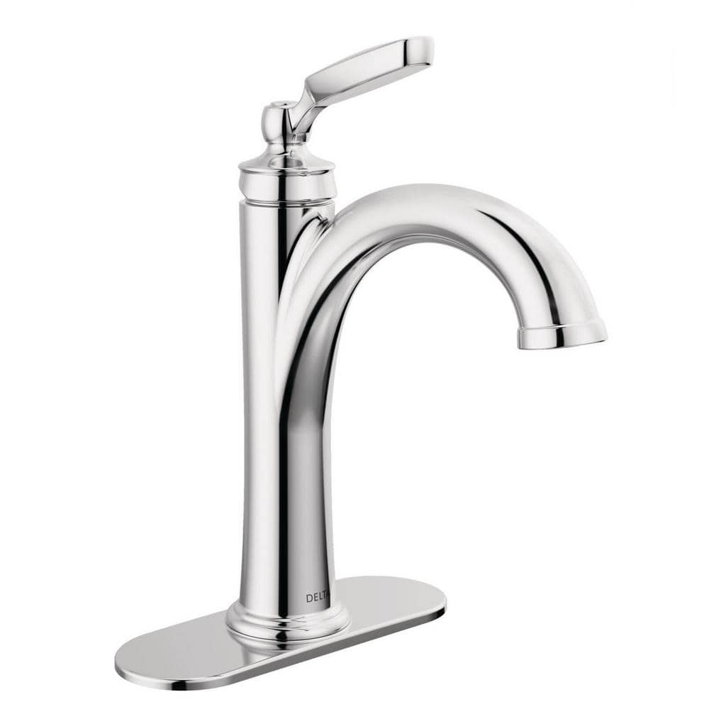 Chrome Single Handle Modern Bathroom Faucet with Drain Assembly