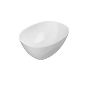 CONTENTO 16 in . Oval Vessel Bathroom Sink in White Gloss Luxecast Solid Surface