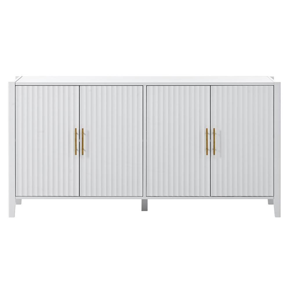 63.10 in. W x 17.70 in. D x 31.90 in. H White Linen Cabinet Accent Storage 