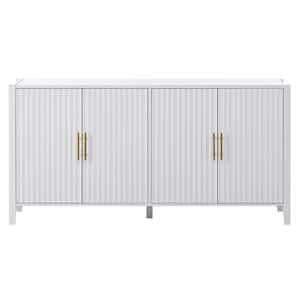 63.10 in. W x 17.70 in. D x 31.90 in. H White Linen Cabinet Accent Storage Cabinet with 4 Doors and Metal Handles