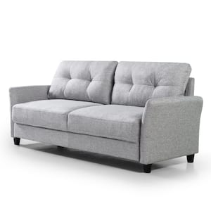 Ricardo 31.52 in. Soft Grey Polyester 3-Seater Lawson Sofa with Removable Cushions