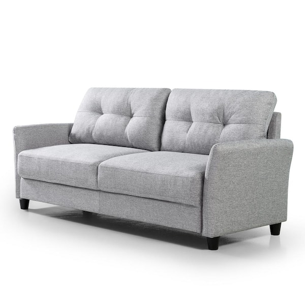Zinus Ricardo 79 in. Round Arm 3-Seater Sofa in Soft Grey
