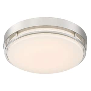 Noble 14 in. Brushed Nickel Modern Integrated LED Flush Mount with Selectable CCT for Kitchens or Bedrooms