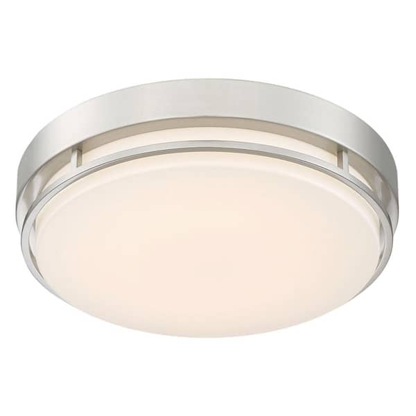 Noble 14 in. Contemporary Brushed Nickel Selectable CCT Integrated LED Flush Mount for Kitchens