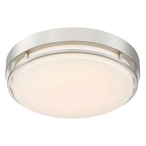 Noble 14 in. Brushed Nickel Integrated Selectable LED White Colors Round Flush Mount