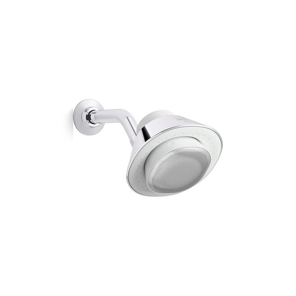 Moxie 1-Spray Pattern with 2.5 GPM 5.75 in. Wall Mount Fixed Shower Head Waterproof Bluetooth Speaker in Polished Chrome