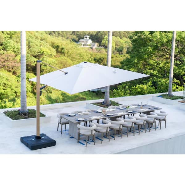 15-Piece Luxury Modern Aluminum Large Rectangle Outdoor Dining Set with Olefin Cushion, Champagne